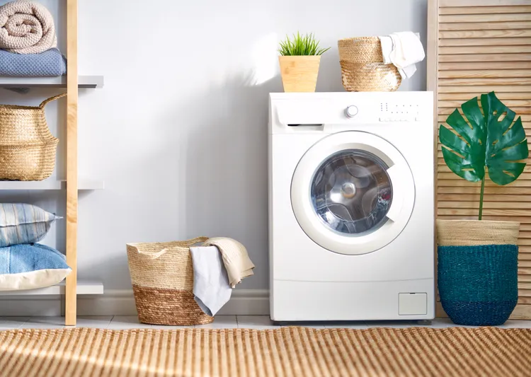 Wasmachine met houten details