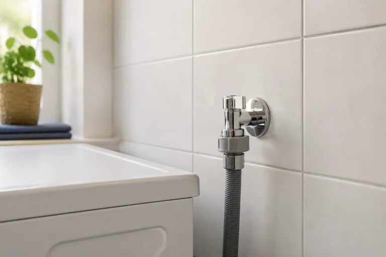Watertoevoerslang aangesloten op een wasmachinekraan