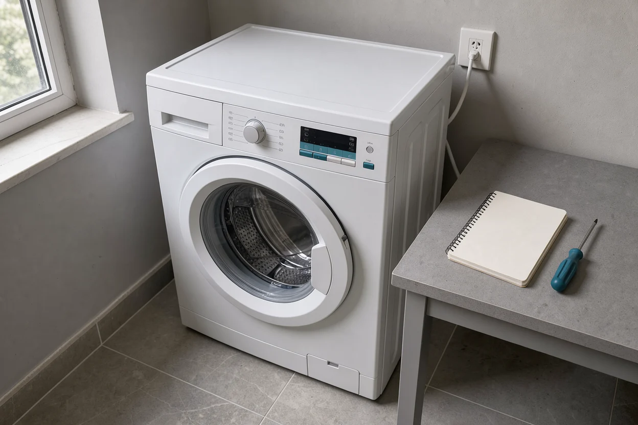 Gesloten wasmachine met gereedschap voor een reparatie