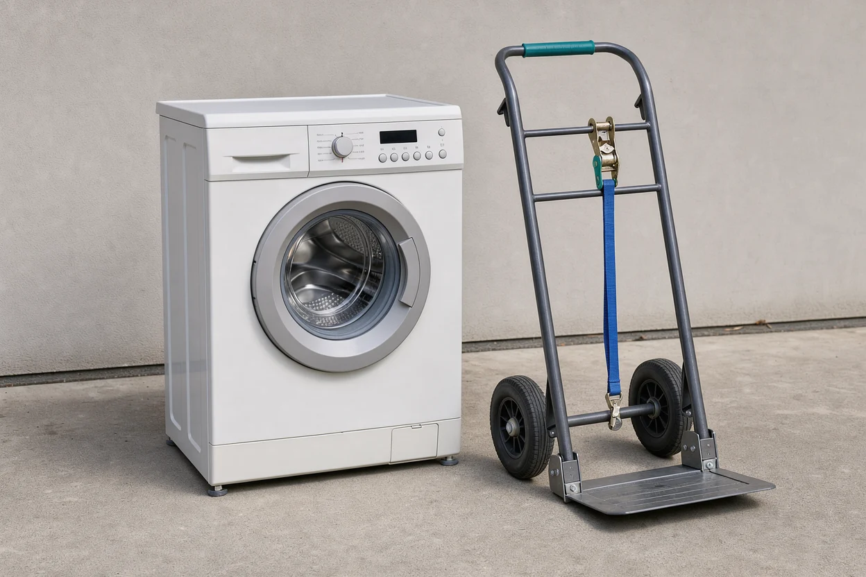 Wasmachine met een stevige transportsteekwagen