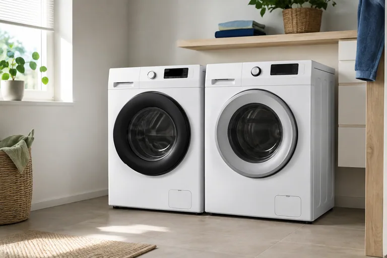 Twee verschillende wasapparaten naast elkaar
