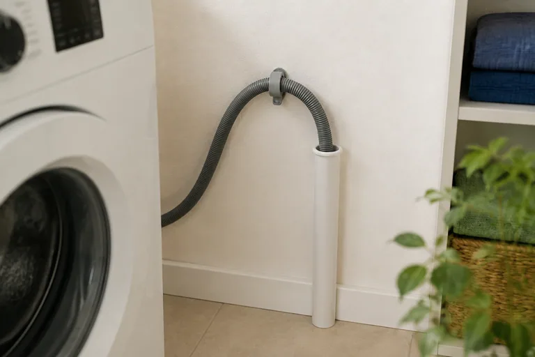 Afvoerslang bij de waterafvoer van een wasapparaat
