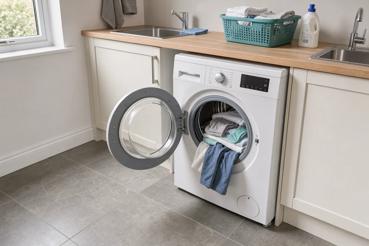 Was-droogcombinatie met wasmand