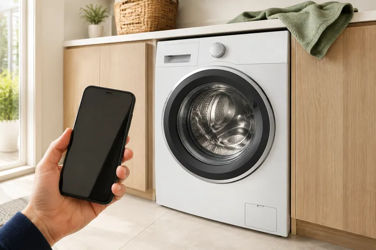 Smartphone voor een wasdroogcombinatie met draadloze bediening