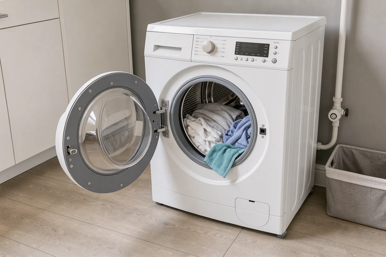 Was-droogcombinatie met wasmand