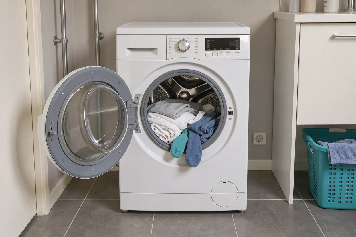 Was-droogcombinatie met wasmand