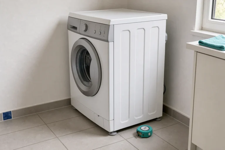 Meetlint naast een wasmachine