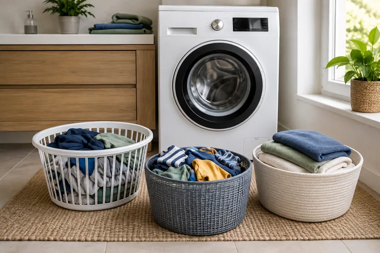 Verschillende maten kleding gesorteerd voor de was