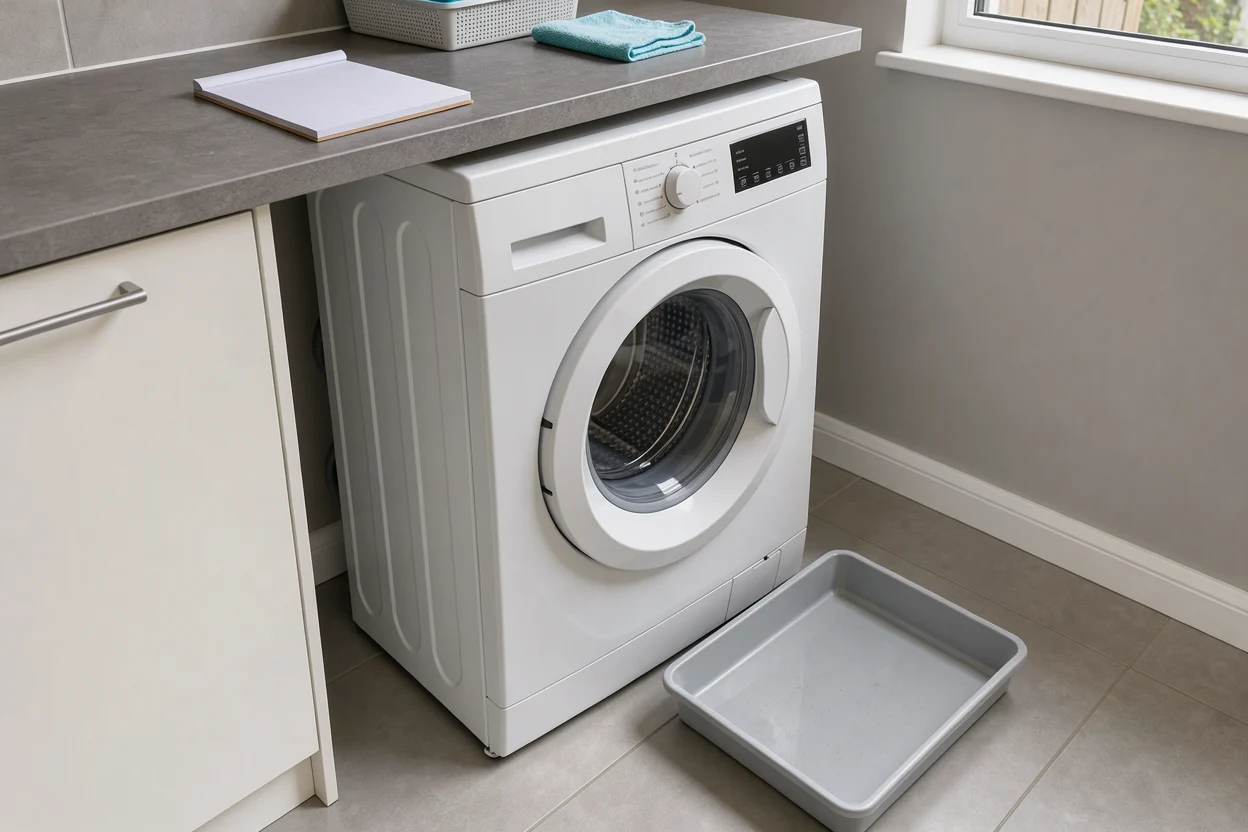 Handdoek bij de onderkant van een wasmachine