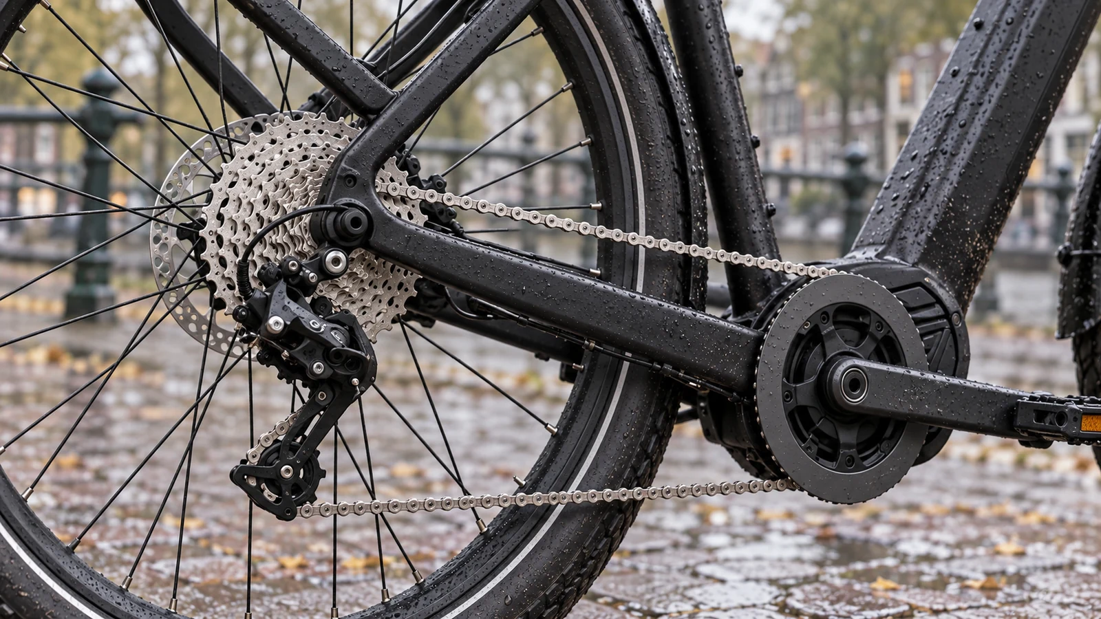 Ketting, derailleur en tandwielen van een Tenways AGO X