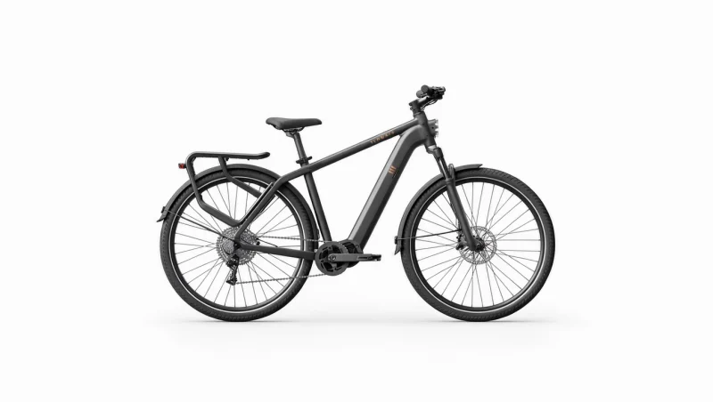 Vrijstaande zwarte Tenways AGO X elektrische trekkingfiets