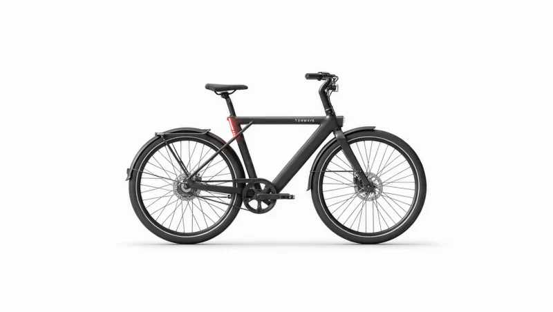 Vrijstaande zwarte Tenways CGO009 elektrische stadsfiets