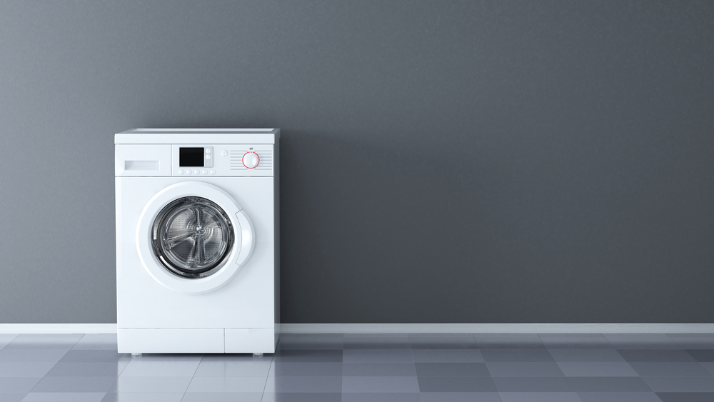 Miele Twindos empty washing machine in the grey room