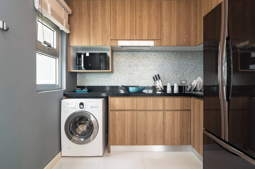 Washer dryer combo with heat pump washer dryer combo in kitchen