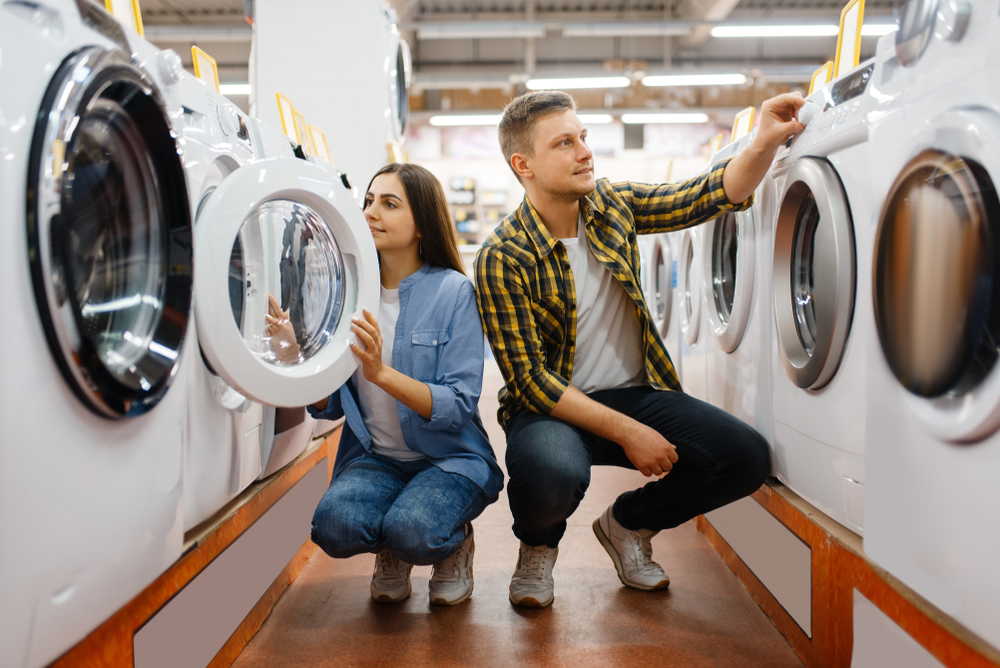 Washing machine couple in the washing machines store
